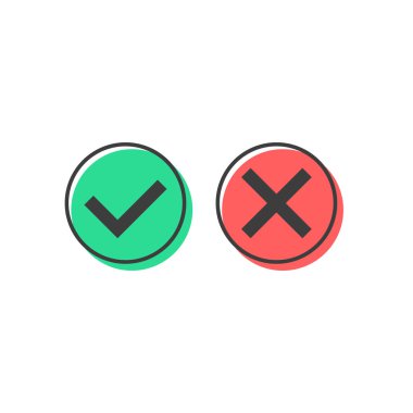 Konuşma balonu dos ve donts gibi. Daire basit trend modern logo grafik tasarım. Denetim listesi öğesi kavramı ve reddetme veya sembol değerlendirme sınavı için kabul. Vektör çizim.