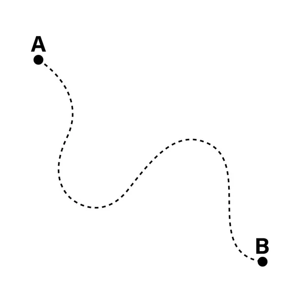 Kontrollpunkt a bis b. Gerade und verworrene Linien. Vektorillustration. — Stockvektor