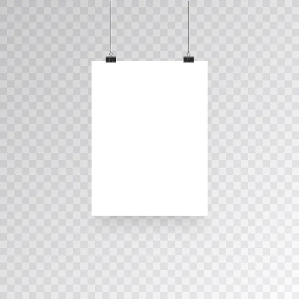 Molduras de fotos penduradas em branco ou modelos de cartaz isolados em fundo transparente. Foto imagem pendurado, quadro galeria de papel portfólio ilustração vetor — Vetor de Stock