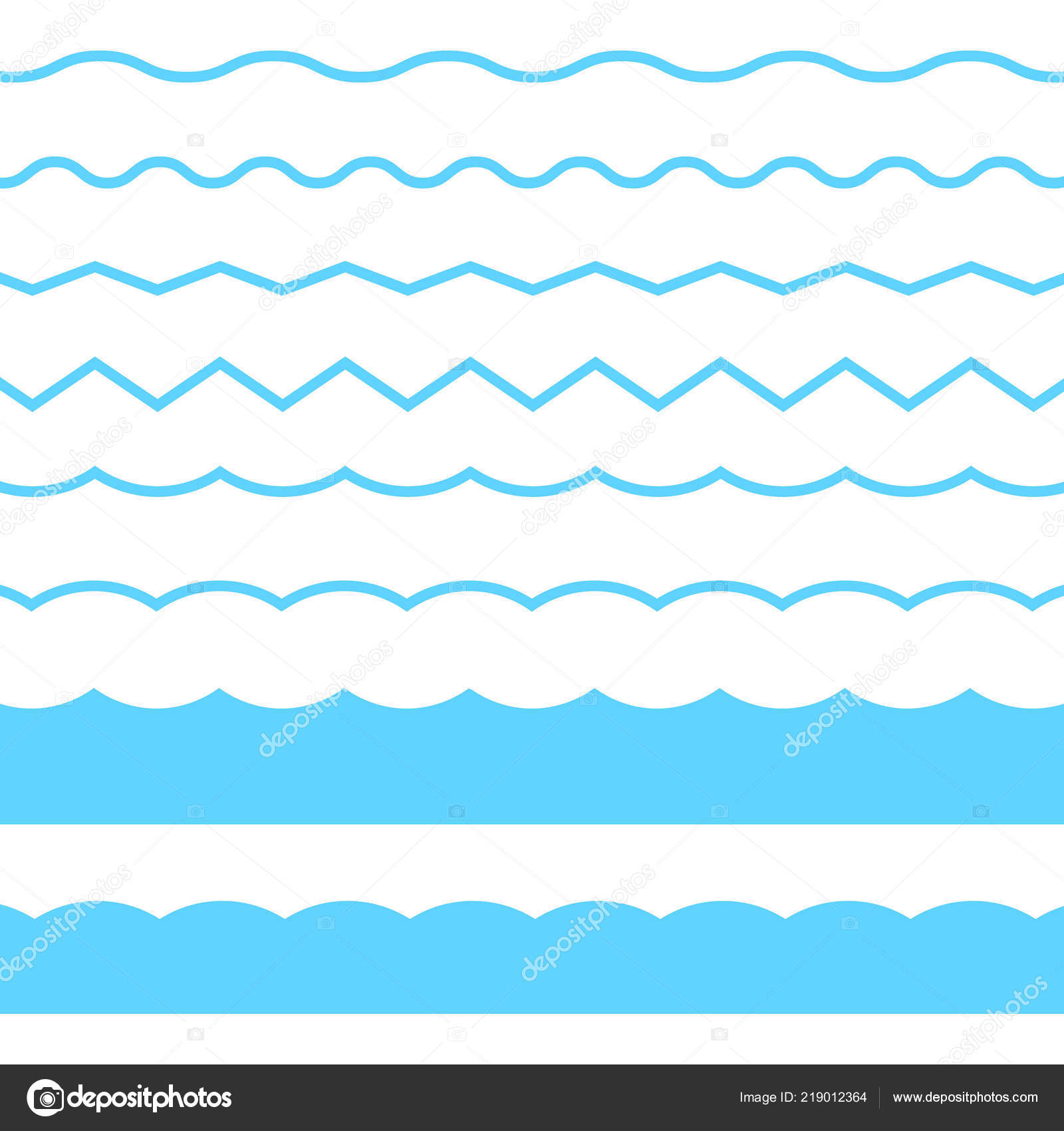 Ornamento de onda linha azul. Ícones de onda azul vetorial definidos no  fundo branco. Vetor sem costura onda marinha decoração . Vetor de  ©Sergii19.i.ua 219012364, image size:1600x1700