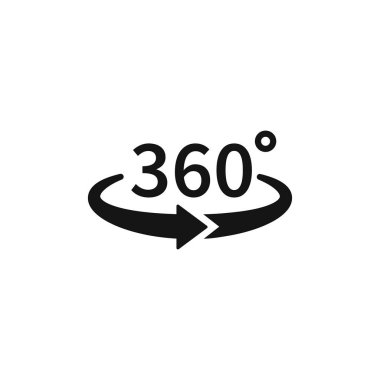 360 derecelik izleme vektör arka plandan izole simgeler daire içine alın. Döndürme veya 360 derece panoramalar göstermek için işaretler oklarla. Beyaz arka plan üzerinde izole vektör çizim.