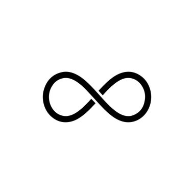 Siyah sonsuzluk sembolü simgesi. Sonsuz, sınırsız ve sonsuz kavramı.
