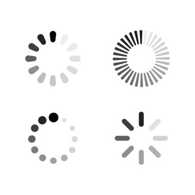 Yükleme simgesini ayarla. İşareti indirin. Basit örümcek ağı download topluluğu. Vektör.