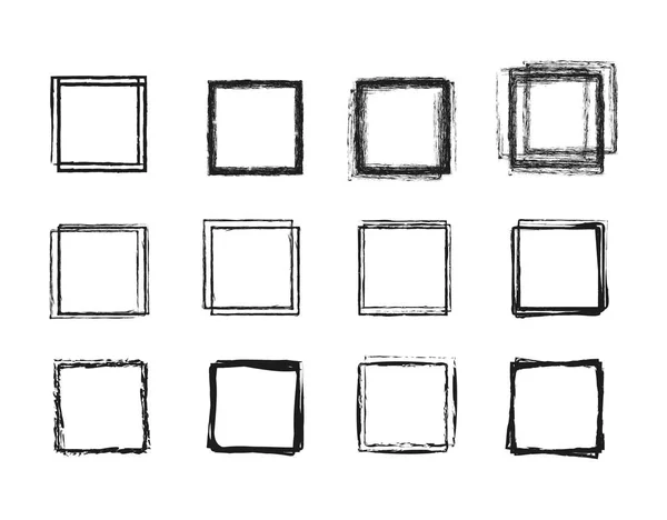Set handgezeichnete Kreislinien-Skizzen. quadratische Doodle für Nachricht Note Mark Design-Element. Vektor-Illustration auf Hintergrund. — Stockvektor