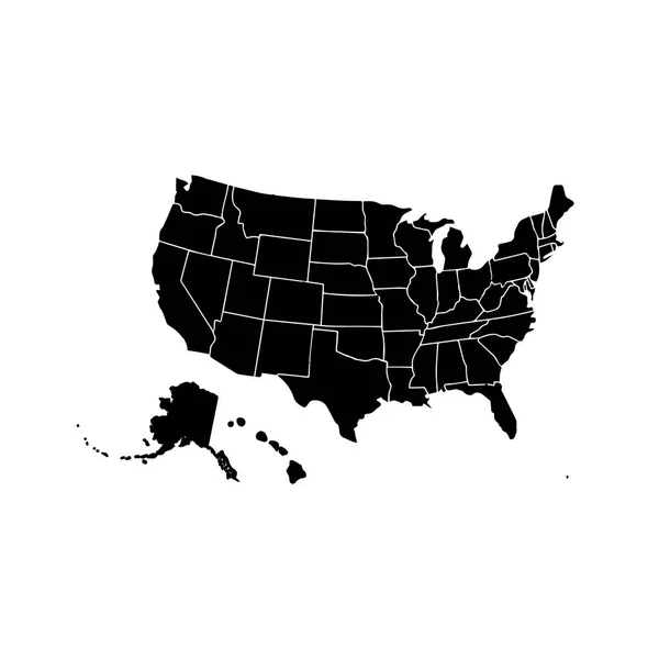 Blank similar USA map isolated on white background. United States of America country. Vector template for website, design, cover, infographics. Graph illustration. — Stock Vector