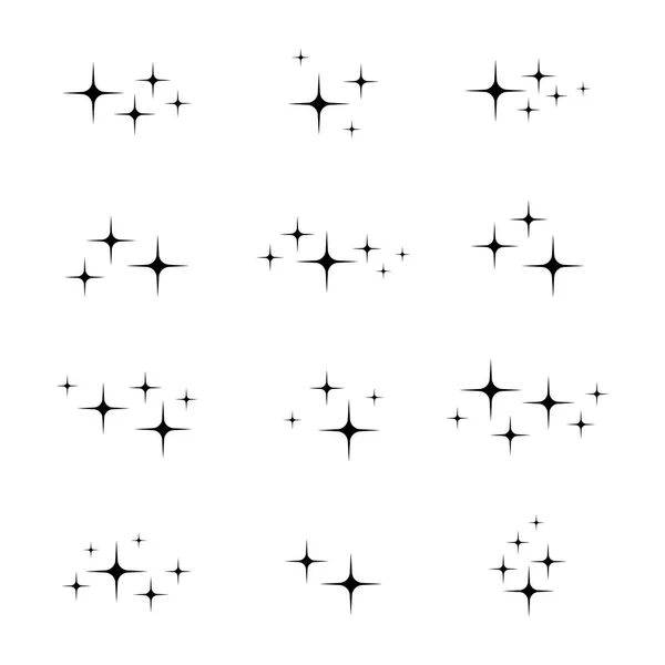 Estrelas e brilho. Sparkle lights coleção de estrelas. Estrelas de luz com raios. Ilustração vetorial . — Vetor de Stock