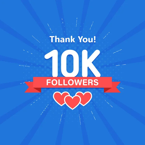 Danke 10000 Oder 10K Follower Glückwunschkarte Web Social Media Konzept — Stockvektor