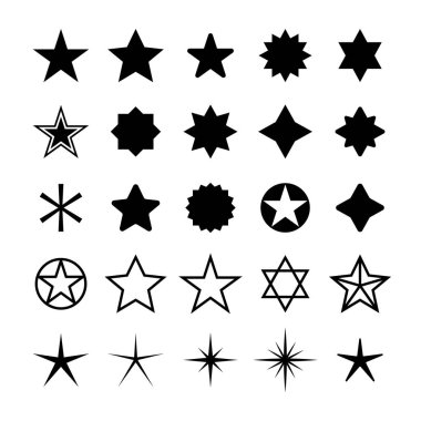 Yıldız Icons set. Beş yıldız toplama. Vektör çizim.