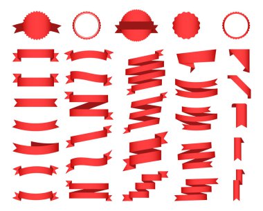 Düz vektör şeritleri beyaz arkaplan üzerinde düz izole edilmiş pankartlar, resimleme.