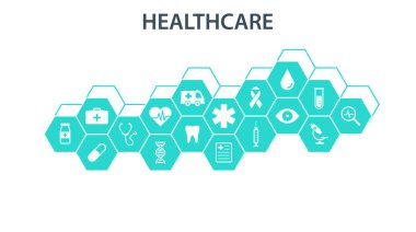 Sağlık kavramı. Soyut altıgenler tıp ve bilim arka plan ile kutsal kişilerin resmi için tıp, sağlık, strateji, bakım, tıp, sağlık, çapraz, dna, poster, web afiş vektör çizim şekil