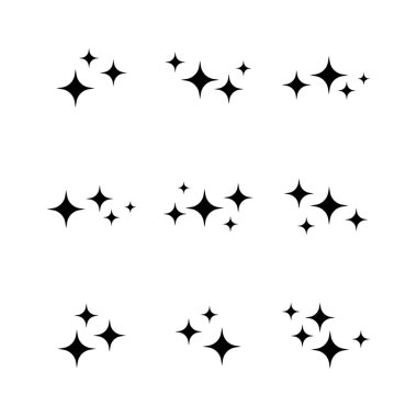 Yıldız ve ışıltı ayarlayın. Işıltı ışıkları yıldız toplama. Işık yıldız ışınları ile. Vektör çizim.