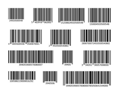 Bar Code Set Vector. Universal Product Scan Code. clipart