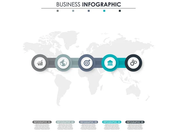 Бизнес-данные, график. Абстрактные элементы графика, 5 шагов, стратегия, варианты, детали или процессы. Векторный бизнес-шаблон для презентации. Творческая концепция для инфографики . — стоковый вектор
