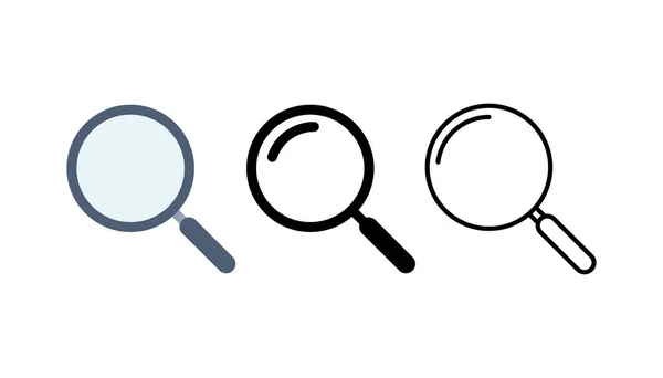 Magnifying glass and search icon set. Vector illustration. — Stock Vector