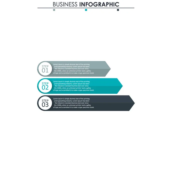 Бизнес-данные, график. Абстрактные элементы графика, таран с тремя шагами, стратегия, варианты, части или процессы. Векторный бизнес-шаблон для презентации. Творческая концепция для инфографики . — стоковый вектор
