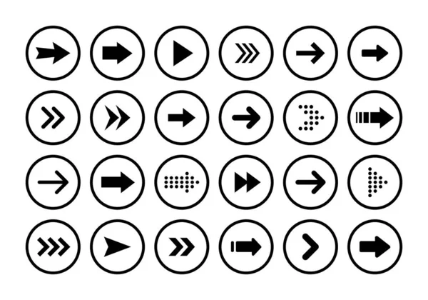 Pijlen grote zwarte set pictogrammen. Pijl pictogram. Pijl vectorverzameling. Pijl. Cursor. Moderne eenvoudige pijlen. Vectorillustratie. — Stockvector