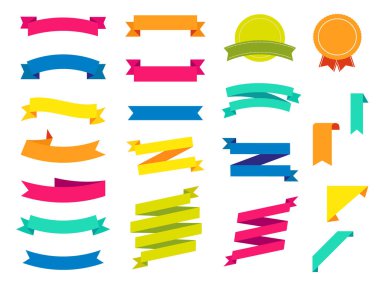 Düz vektör şeritler afiş düz beyaz arka plan üzerinde izole, Çizim Şeritler Kümesi. Şeritler simgeleri koleksiyonu.