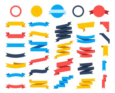 Düz vektör şeritler afiş düz beyaz arka plan üzerinde izole, Çizim Şeritler Kümesi. Şeritler simgeleri koleksiyonu.