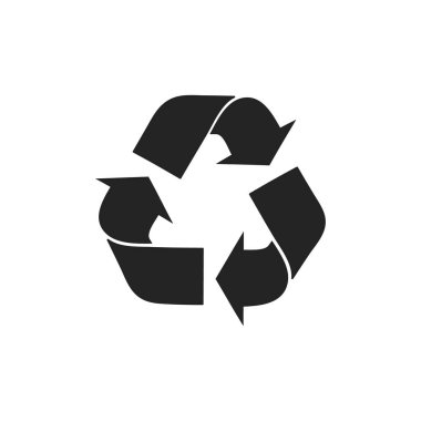 Geri dönüşüm simgesi. Stil düz sembol, beyaz arka plan. Vektör çizimi.