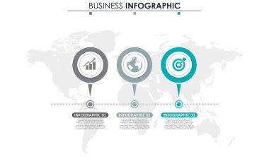 İş verileri, grafik. Grafiğin soyut öğeleri, 3 adımlı diyagram, strateji, seçenekler, parçalar veya süreçler. Sunu için vektör iş şablonu. Bilgi grafiği için yaratıcı konsept.