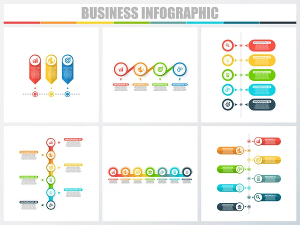 Abstrakte Infografiken nummerieren Optionen Vorlage 3, 4, 5, 6, 7, 8. Vektorillustration. kann für Workflow-Layout, Diagramm, Strategie Business Step-Optionen, Banner und Web-Design-Set verwendet werden. — Stockvektor