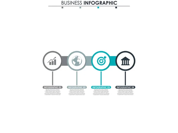 Geschäftsdaten, Grafik. abstrakte Elemente von Graphen, Diagrammen mit 4 Schritten, Strategie, Optionen, Teilen oder Prozessen. Vektor-Geschäftsvorlage für die Präsentation. Kreatives Konzept für Infografik. — Stockvektor