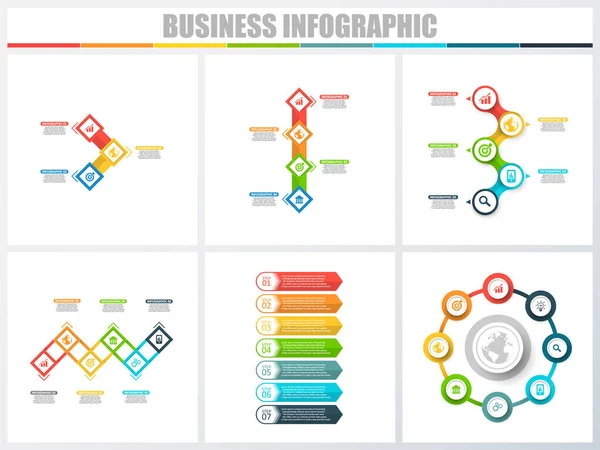 Abstract infographics number options template 3, 4, 5, 6, 7, 8. Vector illustration. Can be used for workflow layout, diagram, strategy business step options, banner and web design set. — Stock Vector