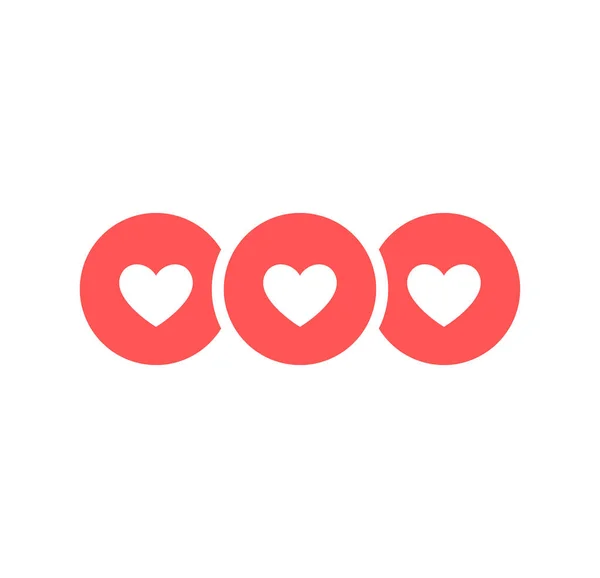 Me gusta y Corazón icono. Transmisión en vivo de vídeo, chat, me gusta. Redes sociales como botones de red de corazón rojo aislados sobre fondo blanco. Ilustración vectorial . — Vector de stock