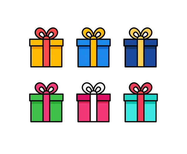 Set de caja regalo con cinta. Iconos de línea de caja. Sorprendente caja regalo. Ilustración vectorial . — Archivo Imágenes Vectoriales