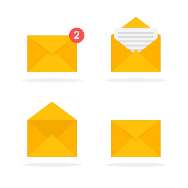 Conjunto de iconos de sobre de correo. Nuevos mensajes. Email enviar mensaje concepto vector ilustración . — Archivo Imágenes Vectoriales