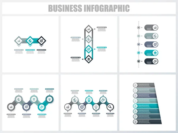 Abstract infographics number options template 3, 4, 5, 6, 7, 8. Vector illustration. Can be used for workflow layout, diagram, strategy business step options, banner and web design set. — Stock Vector