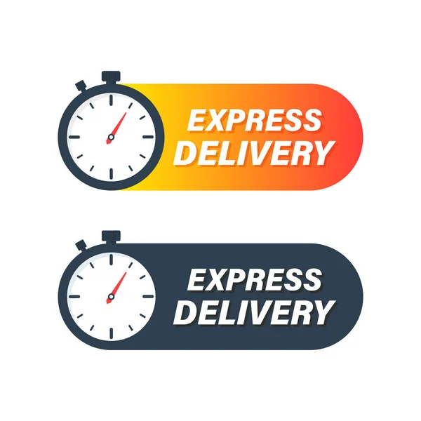 Express delivery icon. Timer and express delivery inscription vector illustration isolated on white background. — Stock Vector