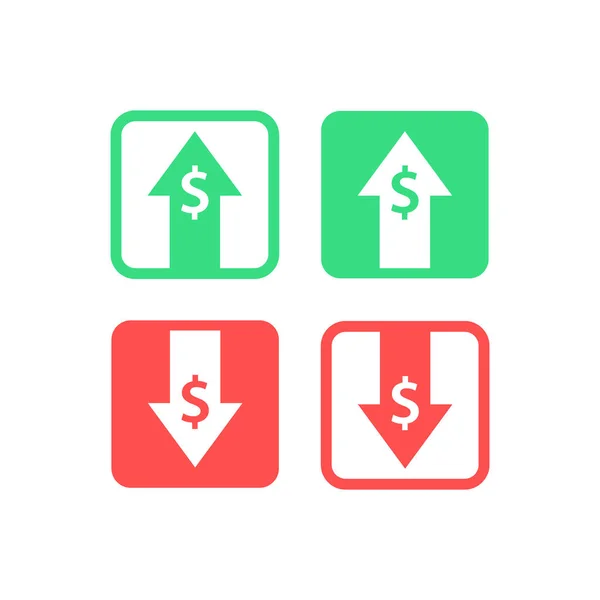 Cost reduction icon. Profit money. Arrow up and down. Image isolated on white background. Vector illustration. — Stock Vector