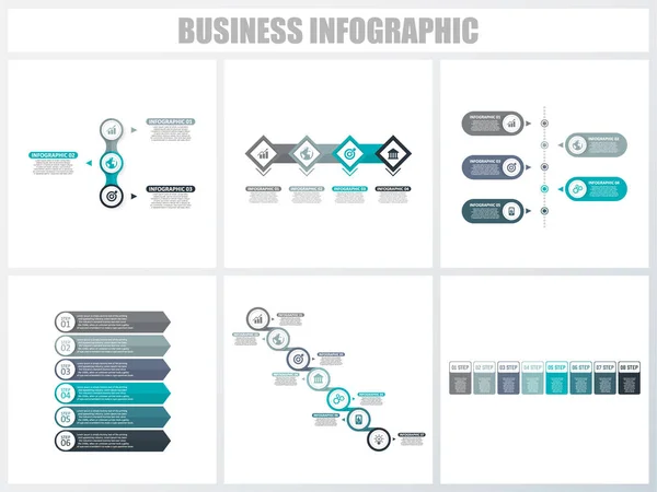 Abstrakcyjne infografiki numer szablonu opcje 3, 4, 5, 6, 7, 8. Ilustracja wektorowa. Może być używany do układu przepływu pracy, diagram, opcje krok strategii biznesowej, banner i Web Design Set. — Wektor stockowy