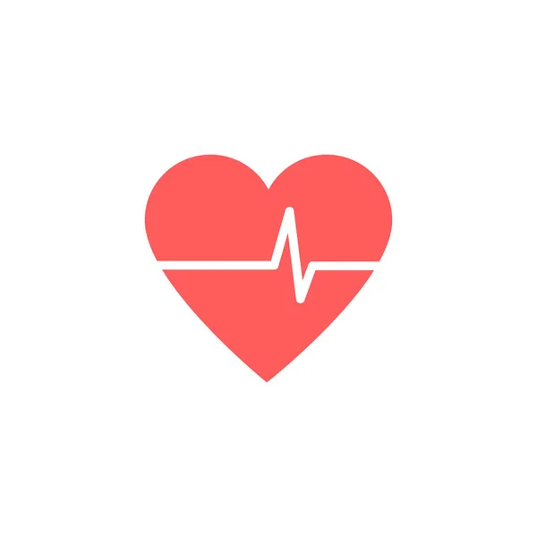 Heart Isometric health care concept red shape and heartbeat. Vector illustration.