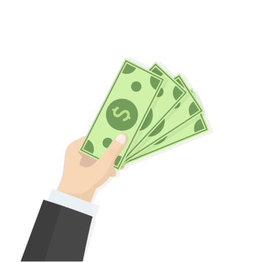 El para tutar. İnovasyona yatırım yapmak, fikir satın almak, strateji, modern teknoloji iş konsepti. Web siteleri, web afişleri, infographics için modern düz tasarım grafikler.