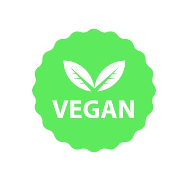Vegan logosu, organik biyo logolar veya işaret. Ham, sağlıklı gıda rozetleri, kafe, restoranlar, ürün ambalajvb için ayarlanmış etiketleri Vektör vegan etiket simgeleri şablonları seti.