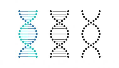 DNA soyut strand sembol kümesi. Vektör çizim.