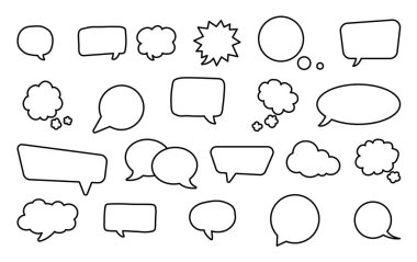 Büyük bir konuşma kabarcığı seti. Retro boş komik kabarcıklar. Etiketler. Vektör Illustration.