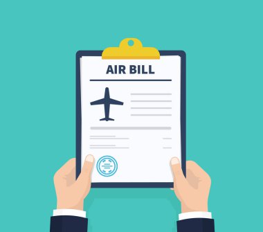 Hava bill dostum. Pano tutarak. Evrak, klasördeki sayfaları. Vektör çizim.