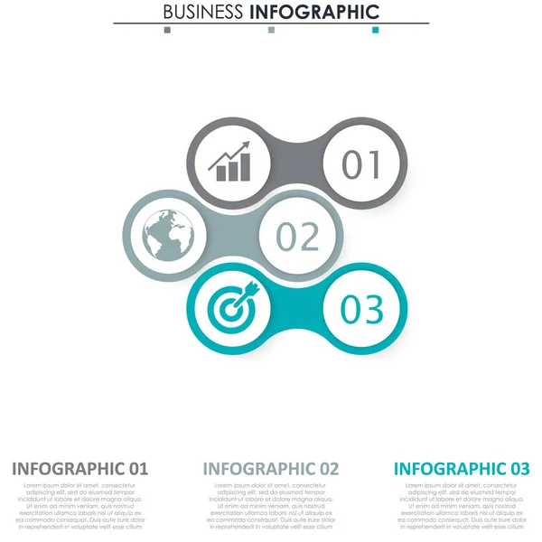 Dados de negócios, gráfico. Elementos abstratos do gráfico, diagrama com 3 passos, estratégia, opções, partes ou processos. Modelo de negócio vetorial para apresentação. Conceito criativo para infográfico . — Vetor de Stock