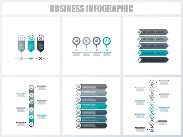 Modèle d'options de numéro d'infographie abstraite 3, 4, 5, 6, 7, 8. Illustration vectorielle. Peut être utilisé pour la mise en page du flux de travail, le diagramme, les options d'étape métier de stratégie, la bannière et le jeu de conception Web . — Image vectorielle