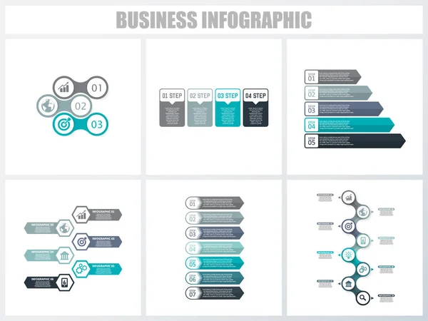 Abstrakcyjne infografiki numer szablonu opcje 3, 4, 5, 6, 7, 8. Ilustracja wektorowa. Może być używany do układu przepływu pracy, diagram, opcje krok strategii biznesowej, banner i Web Design Set. — Wektor stockowy