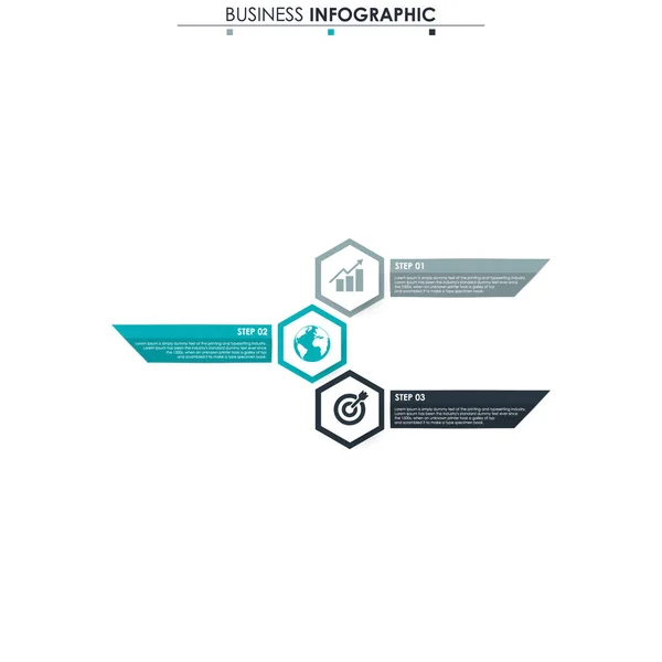 Geschäftsdaten, Grafik. abstrakte Elemente von Graphen, Diagrammen mit 3 Schritten, Strategie, Optionen, Teilen oder Prozessen. Vektor-Geschäftsvorlage für die Präsentation. Kreatives Konzept für Infografik. — Stockvektor