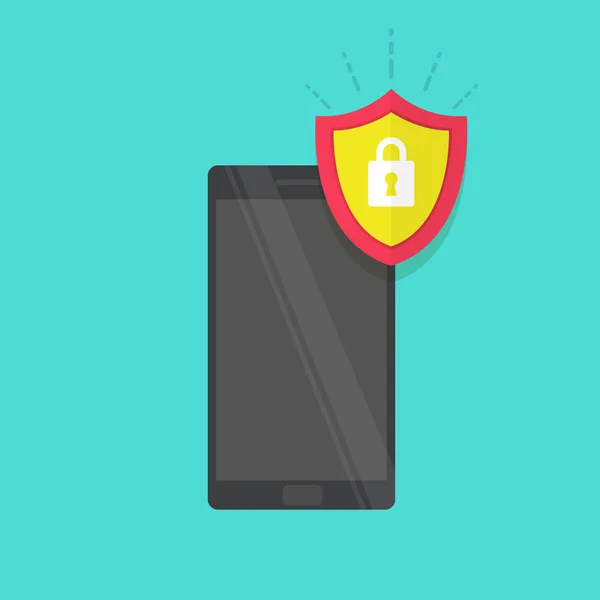 Koncepce přístupu k zabezpečení mobilních dat Mobile chrání citlivá data. Zabezpečení Internetu. Plochý design, vektorový obrázek na pozadí. — Stockový vektor