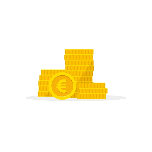 Tumpukan koin emas euro yang terisolasi pada latar belakang putih. Ilustrasi Vektor Uang . - Stok Vektor