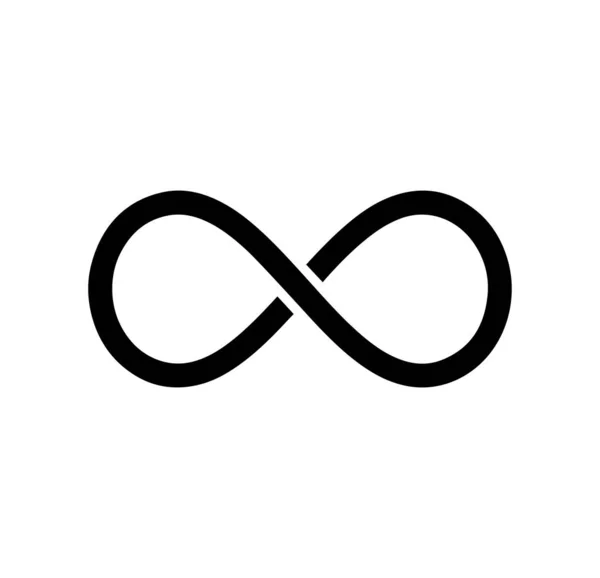 Icône symbole infini noir. Concept d'infini, illimité et sans fin . — Image vectorielle