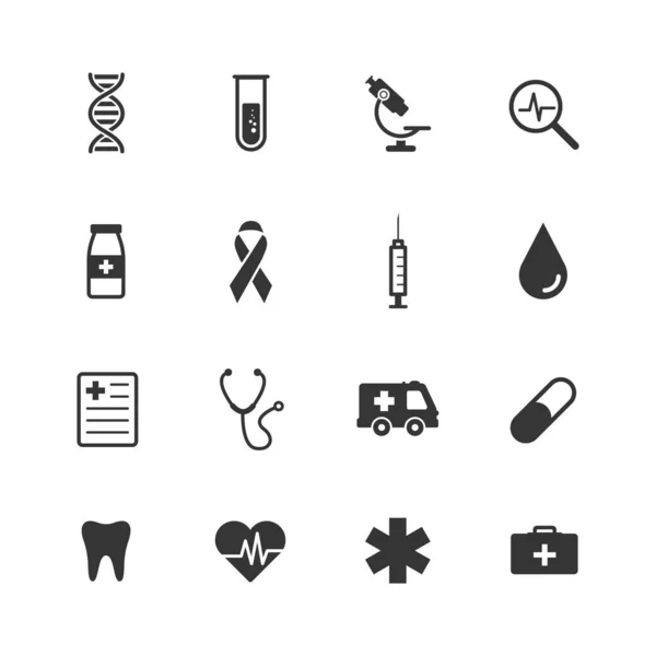 Healthcare and medical icons set. Vector illustration icons health, cross, dna, tablet. Collection modern icons infographic and medicine. — Stock Vector