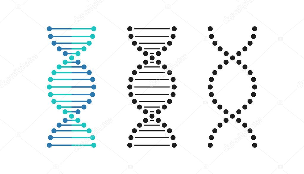 DNA abstract strand symbol set. Vector illustration.