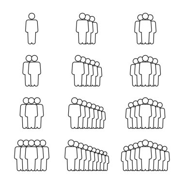 İnsanlar kutsal kişilerin resmi ile gölge ayarlayın. Kalabalık işaretler. İnfographics web sitesi tasarımı, logo, app, UI kişi simgesi. Vektör çizim.